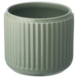 A grey-green cylindrical STILREN ceramic planter with vertical ridged design.