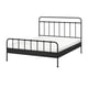 STJÄRNÖ: black metal bed frame with curved headboard and footboard, sleek and modern design.