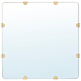 STOCKHOLM 2025 square mirror: golden fittings, oak frame, clear glass, four corners.