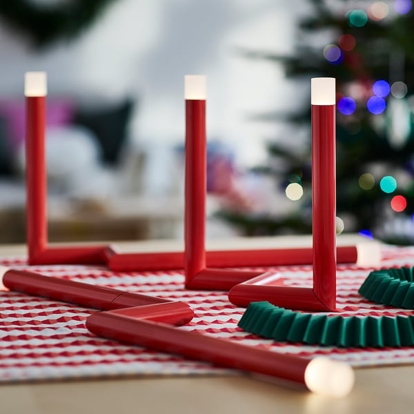 STRÅLA LED table decoration, red