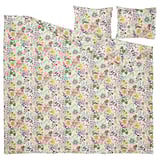 STRANDLUMMER duvet set, floral pattern, white base, cotton, rectangular with button closure.
