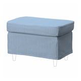 STRANDMON footstool, light blue with white stripes, square, upholstered, four legs.