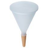 SVÄMSKOG self-watering plant insert, light blue, plastic & terracotta, funnel shape with wooden tip.