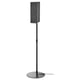 Option: SYMFONISK wifi speaker on stand. Black, rectangular, fabric-covered, steel base, modern minimalist design.