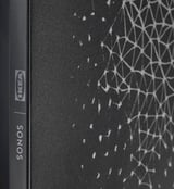 Black ikea & sonos speaker frame, close-up texture and design.