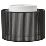 SYMFONISK lamp shade, black, cylindrical with vertical stripes.