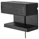 Black SYMFONISK speaker shelf combo, rectangular, wall-mountable, wireless charger included.