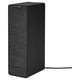 Option: Black ikea x sonos SYMFONISK wifi speaker with fabric cover, square shape, controls at base, stands alone or mounts.
