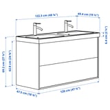Illustration with measurements for the product: TÄNNFORSEN.