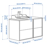 Illustration with measurements for the product: TÄNNFORSEN.