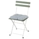 TÄRNÖ chair: light green metal, slatted back and seat, optional gray patterned cushion.