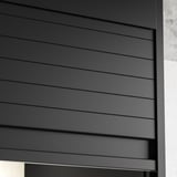 Black kitchen cabinet, sleek tambour door, modern design, smooth surface, TITTEBO.