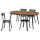 TJÄRKIL / STEIN Table and 4 chairs, black walnut veneer/grey black, 180/235/290 cm