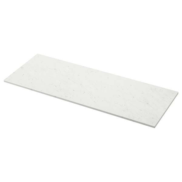 TOLKEN white marble effect countertop for modern/traditional bathrooms. Sleek, durable fiberboard with melamine.