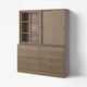 TONSTAD Storage combination with drawers, brown stained oak veneer/glass, 164x47x210 cm