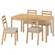 TONSTAD / TONSTAD Table and 4 chairs, oak veneer/oak effect Fridtuna light beige, 140/196x85 cm