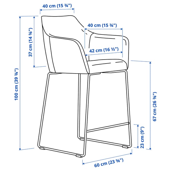 Illustration with measurements for the product: TOSSBERG.