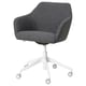 TOSSBERG gray office chair; upholstered seat & back, white base, swivel casters.
