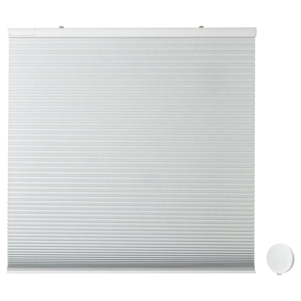 TREDANSEN white, cordless room darkening blinds, remote control, recycled materials.