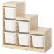 Option: TROFAST light wood storage set with white bins, square shape, modular design.