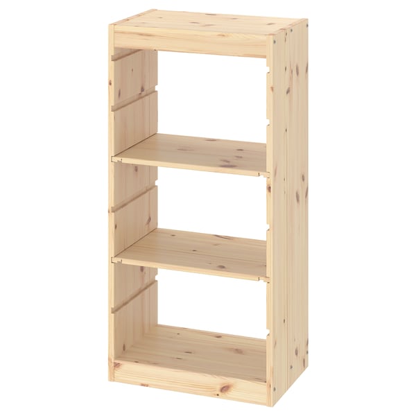 TROFAST wooden childs storage unit, light pine, rectangular shape.