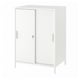 Option: White TROTTEN double-sided storage cabinet with sliding doors, adjustable shelves, and lockable system.