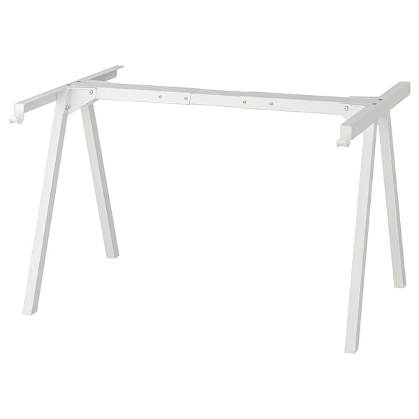 TROTTEN metallic white desk frame, sleek design, four legs, adjustable height, durable steel.