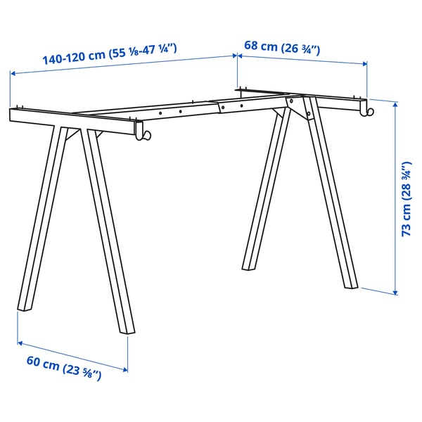 Illustration with measurements for the product: TROTTEN.