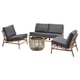 TVARÖ patio set: gray cushioned wicker furniture includes loveseat, two chairs, side table, handwoven rattan.