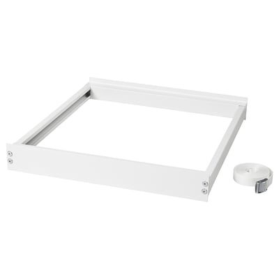 White TYKARP appliance stacking kit with metal frame and straps.