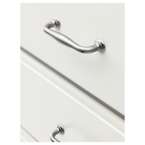 A sleek, modern drawer handle in polished chrome, showcasing smooth curves and high-quality craftsmanship.