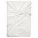 Depicts a white ULLVIDE fitted sheet. Its rectangular, with elastic edging, and made of a cotton and lyocell blend.