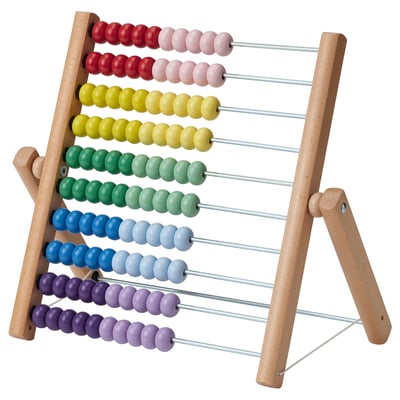 UNDERHÅLLA colorful bead abacus, wooden frame, multi-colored beads, educational tool for math.