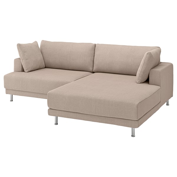 UPPÅKRA 3-seat modular sofa, with chaise longue, right/Samsala grey-beige