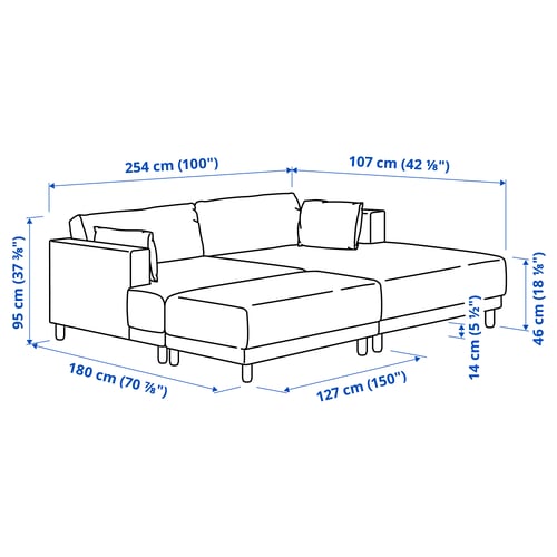 UPPÅKRA 3-seat modular sofa, with chaise longue, right with footstool/Samsala brown-red