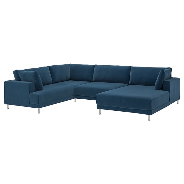 UPPÅKRA U-shaped sofa, 4,5-seat, with chaise longue, right/Samsala dark blue
