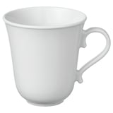 UPPLAGA white porcelain mug, rustic design with ruffled edge, durable.