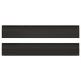 Two sleek, black rectangular kitchen cabinet fronts with chamfered edges and integrated handles.