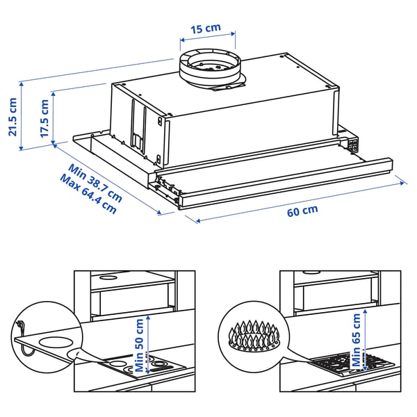 Illustration with measurements for the product: UTDRAG.