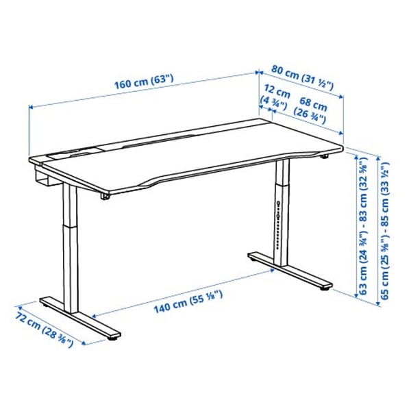 Illustration with measurements for the product: UTMANING.
