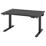 Black UTMANING gaming desk. Electric, flat top, sloped edge, adjustable stand, sturdy frame with cable management.