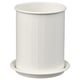 White VÄLVÅRDAD utensil holder: cylindrical, ribs, steel, white coating.