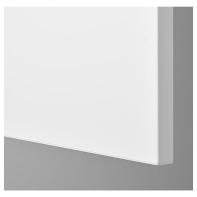 Minimalist white cabinet door, smooth matte finish, clean lines.