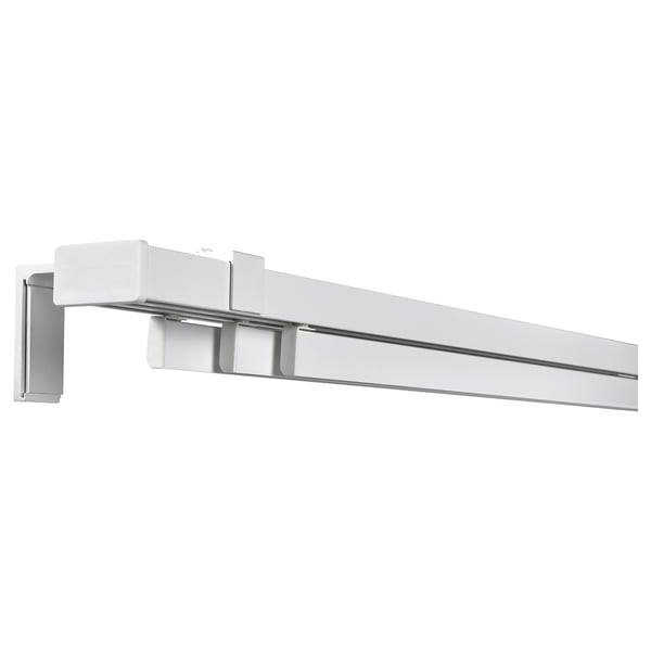 A VIDGA triple track rail system in white, made of aluminum and plastic, featuring a sleek and modern design.