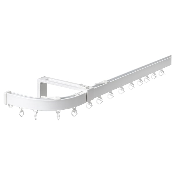 VIDGA white curtain rail, curved aluminum design, easy assembly, includes corner piece, for trickiest spaces.