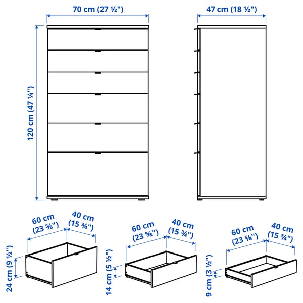 Illustration with measurements for the product: VIHALS.