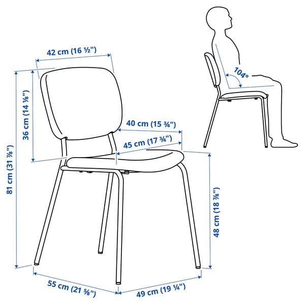Illustration with measurements for the product: VIHALS.