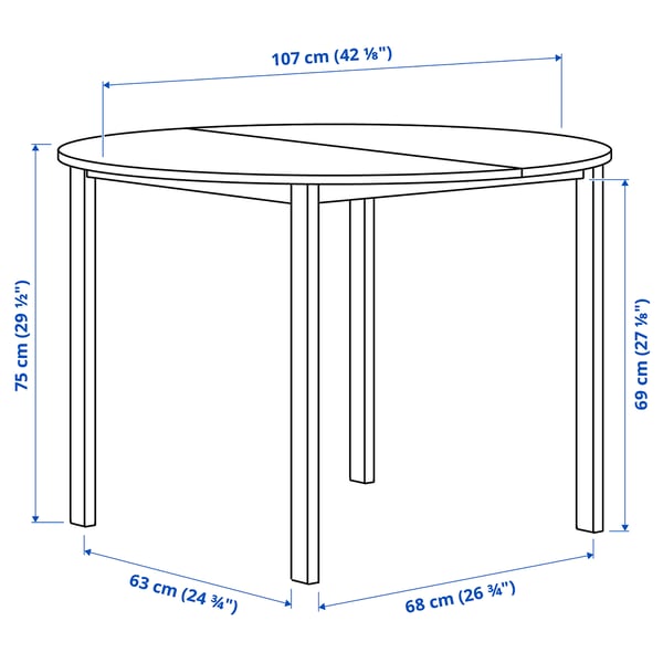 Illustration with measurements for the product: VIHALS.