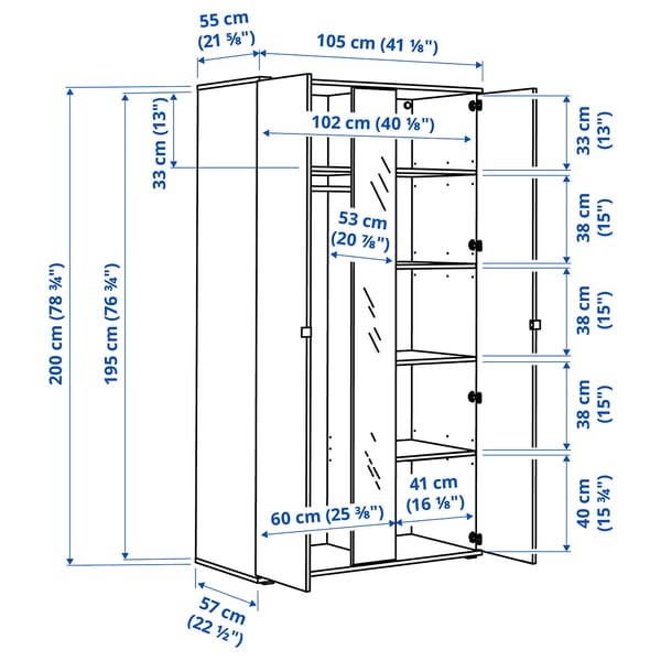 Illustration with measurements for the product: VIHALS.