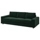 Dark green VIMLE sofa, modern minimalist design, comfy cushions, three-seater.